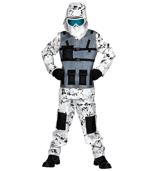 Arctic Special Forces Kostüm mit Kapuzenoberteil, Hose und Maske für Fasnacht