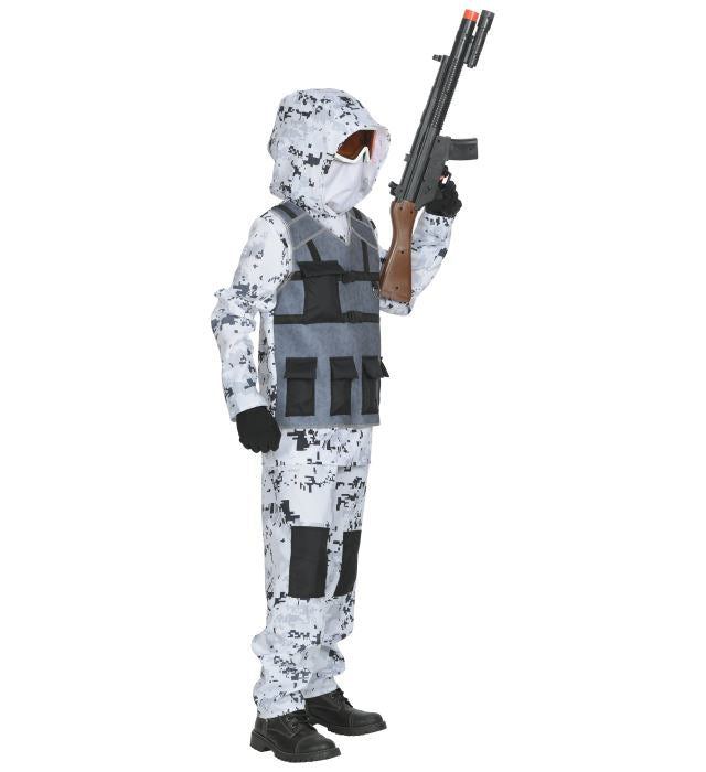 Arctic Special Forces Kostüm mit Kapuzenoberteil, Hose und Maske für Fasnacht