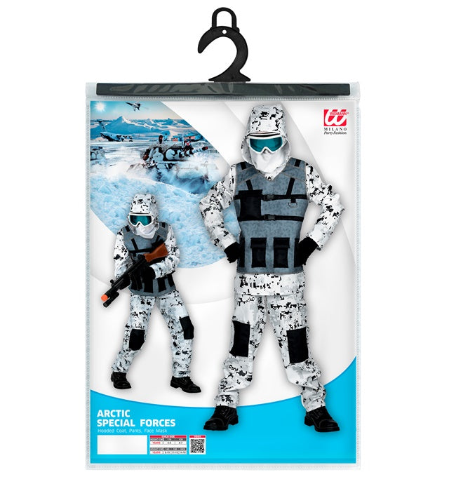 Arctic Special Forces Kostüm mit Kapuzenoberteil, Hose und Maske für Fasnacht
