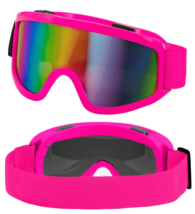 Neonpink Skibrille für Après-Ski und Festival mit verstellbarem Kopfband