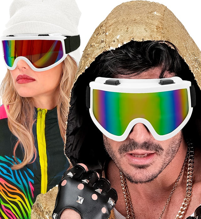 Weisse Skibrille für Après-Ski und Festival mit klarem Sichtfeld