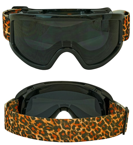 Skibrille mit Leopardenmuster als Fasnachts- und Festival-Accessoire
