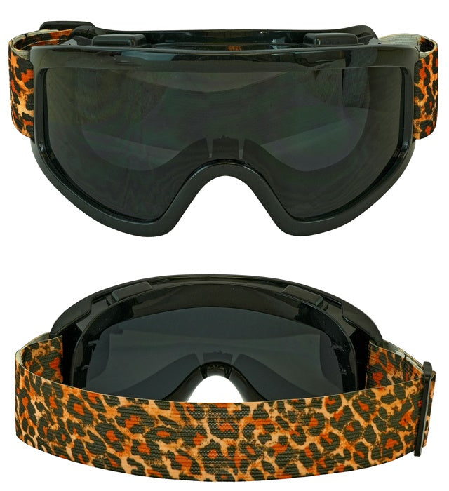 Skibrille mit Leopardenmuster als modisches Accessoire für Après-Ski und Festival