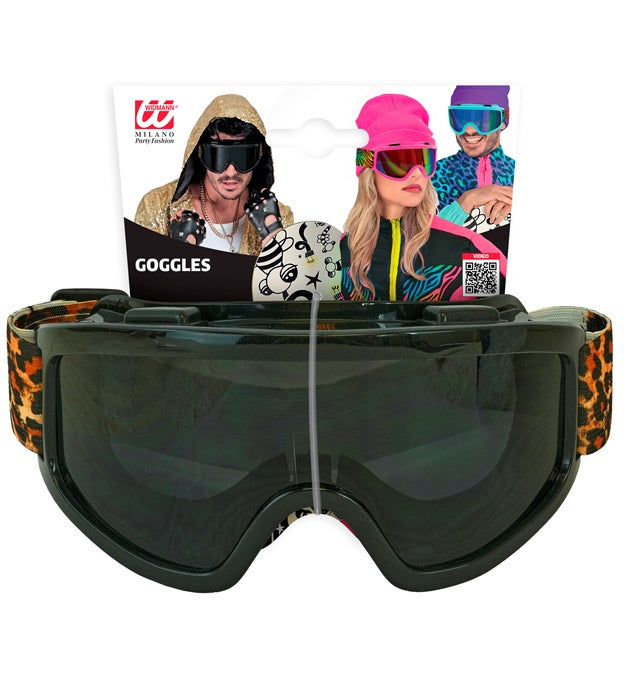 Skibrille mit Leopardenmuster als Fasnachts- und Festival-Accessoire