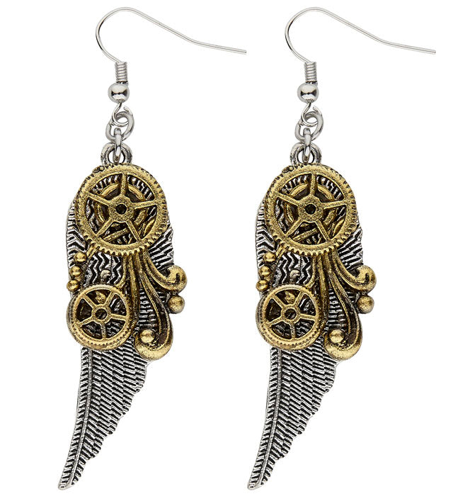 Steampunk Ohrringe mit filigranen Flügeln als Fasnacht Accessoire
