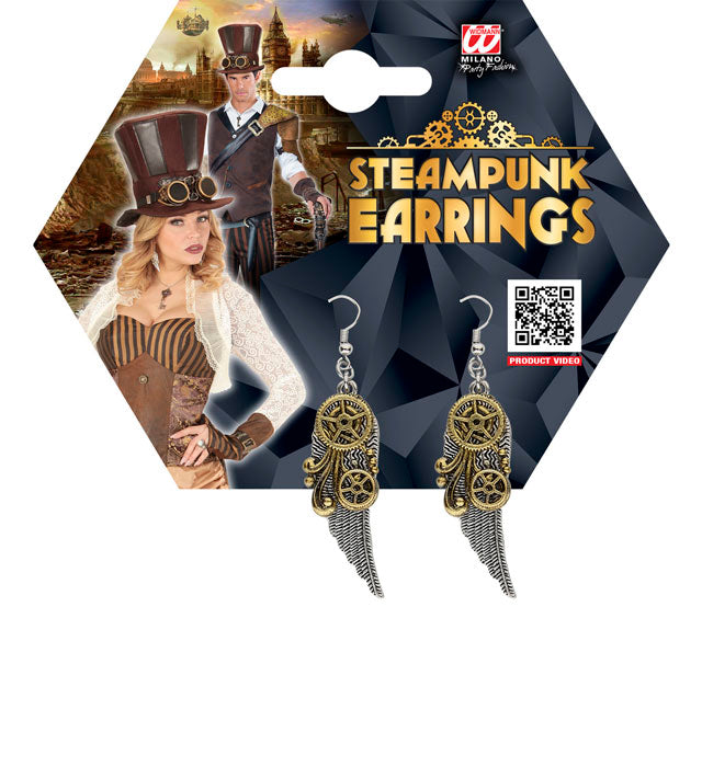 Steampunk Ohrringe mit filigranen Flügeln als Fasnacht Accessoire