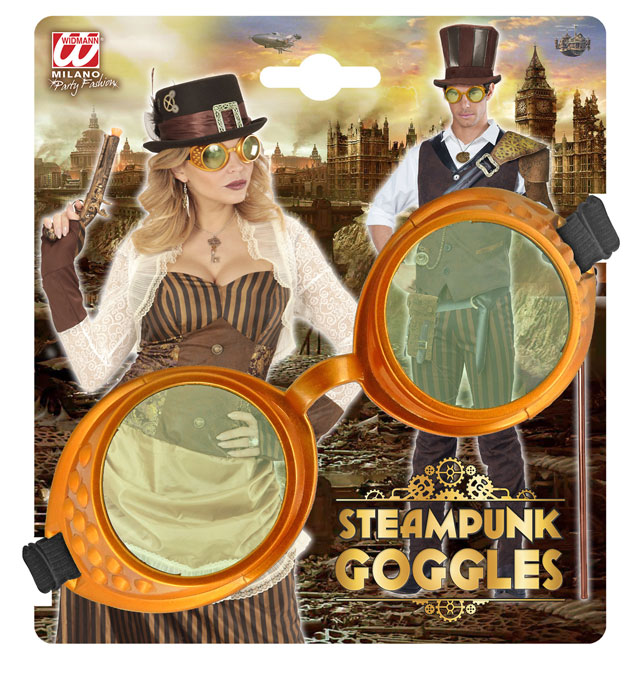 Goldene Steampunk Brille mit filigranem Rahmen als Fasnacht-Accessoire