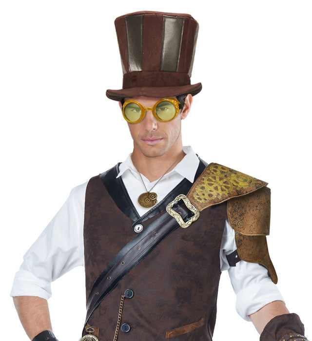Goldene Steampunk Brille mit filigranem Rahmen als Fasnacht-Accessoire