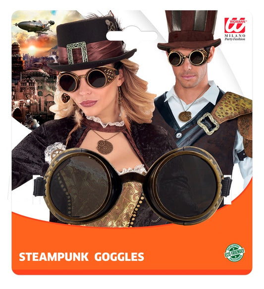 Bronzene Steampunk Brille im Vintage-Look für Fasnacht und Mottopartys