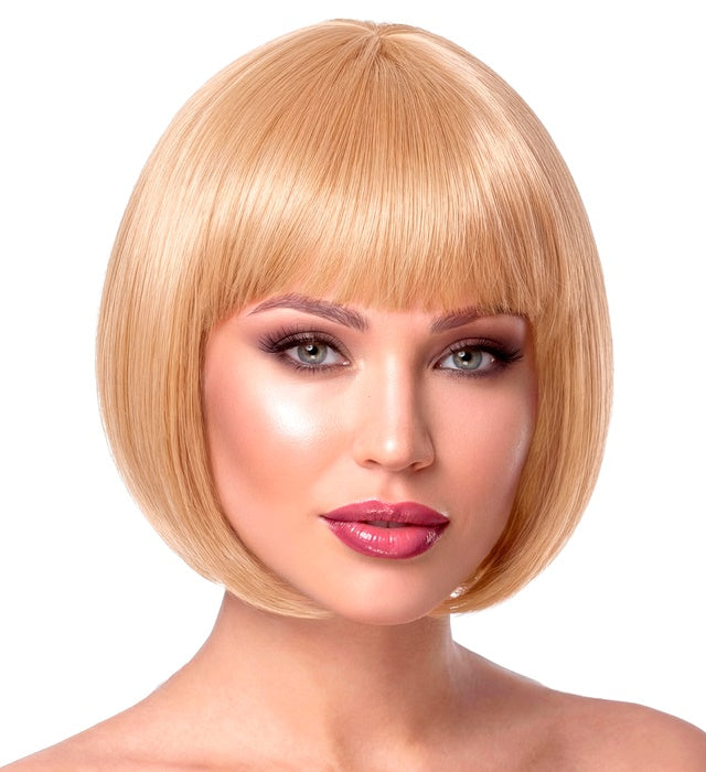 Blonde Chanel Perücke mit klassischem Bob-Schnitt für Fasnacht und Karneval