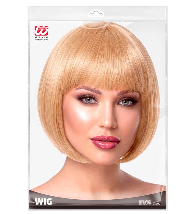 Blonde Chanel Perücke mit klassischem Bob-Schnitt für Fasnacht und Karneval
