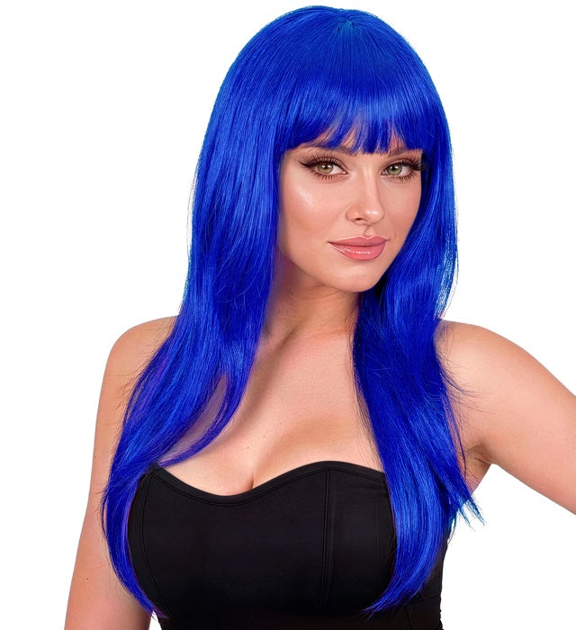 Blaue Vogue Perücke für Fasnacht und Karneval
