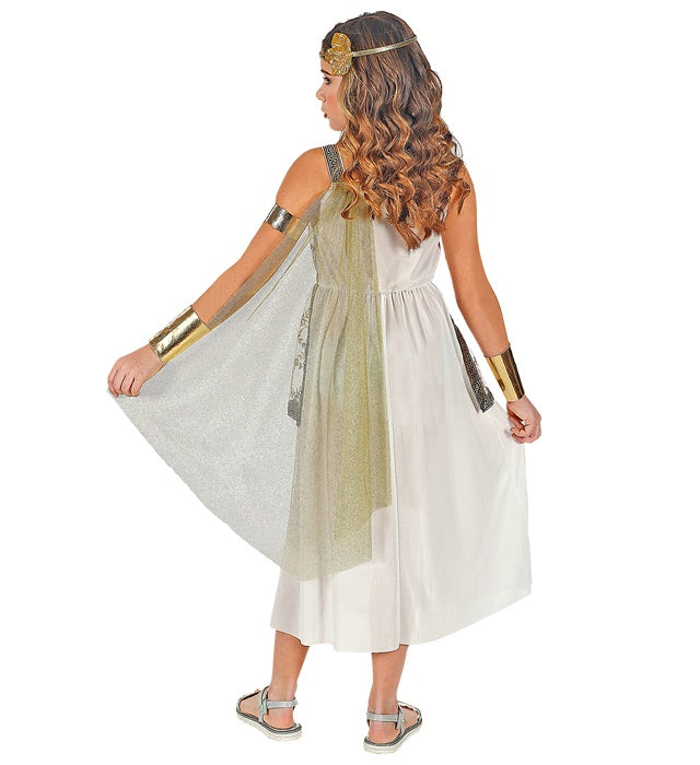 Griechische Göttin Kostüm mit weißem Kleid, Schulterumhang und Lorbeerkranz