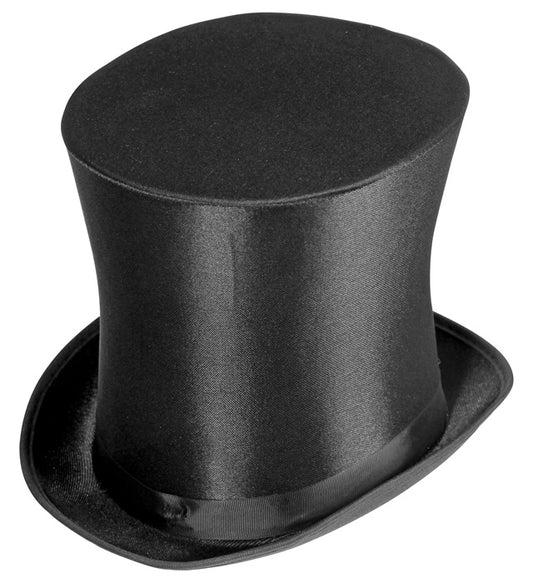 Glanz-Zylinder aus schwarzem Satin mit 20 cm Höhe