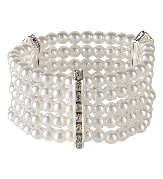 DELUXE PERLENARMBAND MIT STRASS