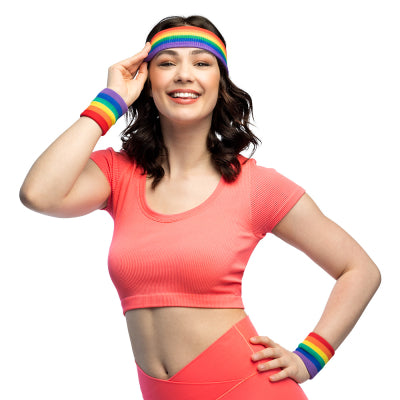 Boland Sportzubehör Schweissbänder Regenbogen 3er-Pack