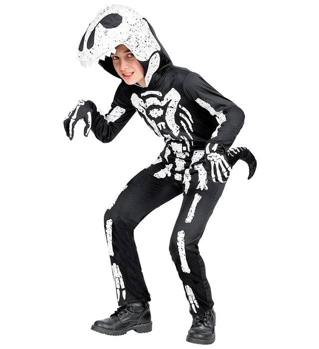 Tyrannosaurus Skelett Kostüm Overall mit Kapuze und Maske für Fasnacht