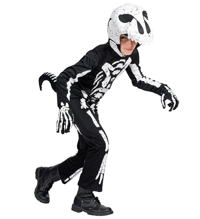 Tyrannosaurus Skelett Kostüm Overall mit Kapuze und Maske für Fasnacht