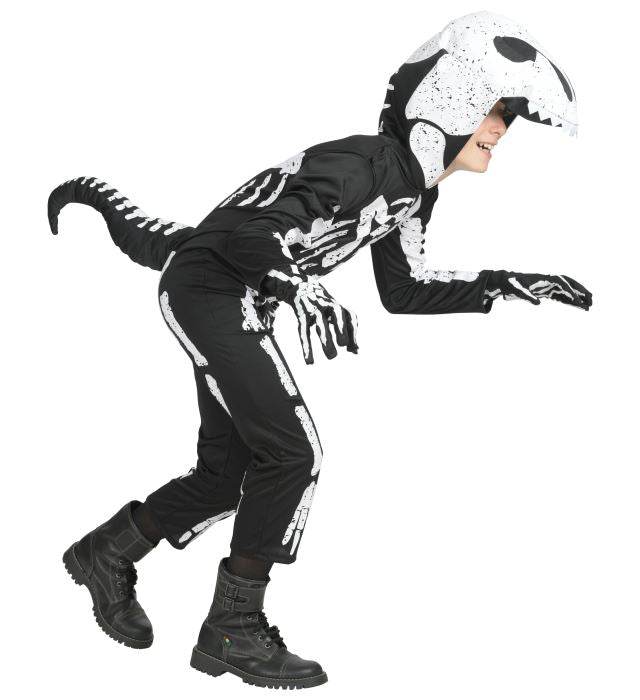 Tyrannosaurus Skelett Kostüm Overall mit Kapuze und Maske für Fasnacht