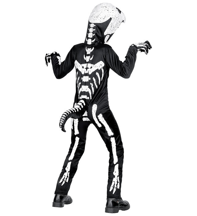 Tyrannosaurus Skelett Kostüm Overall mit Kapuze und Maske für Fasnacht