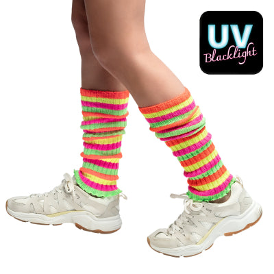 Boland Neon Rainbow Gestreifte Beinstulpen – Retro 90er Leg Warmers