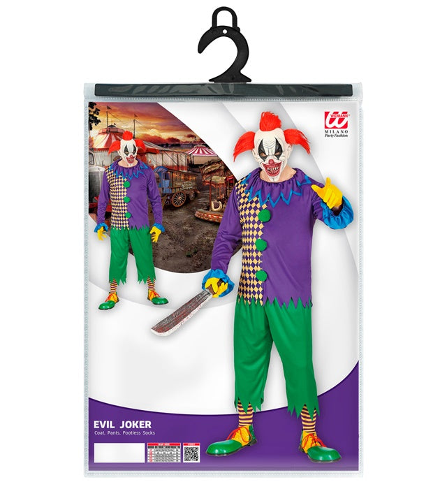 Evil Joker Kostüm-Set bestehend aus Oberteil, Hose und Strümpfen für Fasnacht