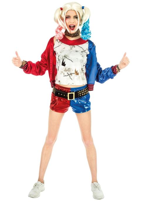 Chaks Suicide Squad Harley Quinn Kostüm Set – Jacke Hose Gürtel Rot-Blau