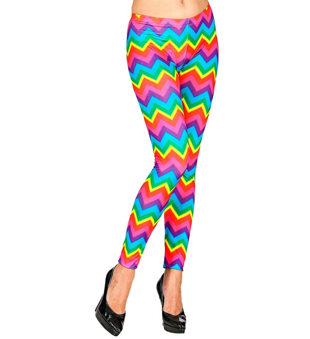 Neon Regenbogen Leggings leuchtend bunt für Fasnacht und Karneval