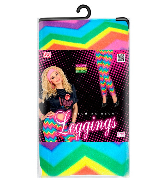 Neon Regenbogen Leggings leuchtend bunt für Fasnacht und Karneval