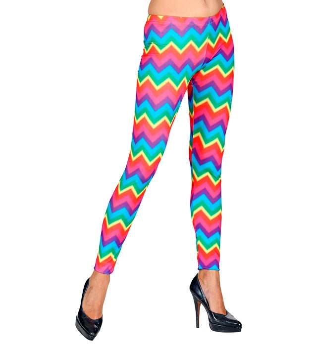 Neon Regenbogen Leggings leuchtend bunt für Fasnacht und Karneval
