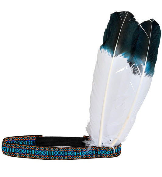 Indianerstirnband mit zwei farbigen Federn als Fasnachts-Accessoire
