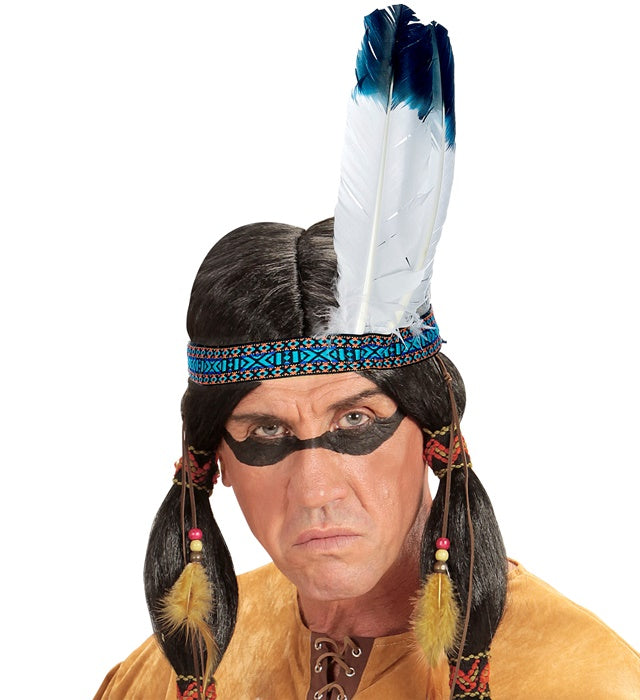 Indianerstirnband mit zwei farbigen Federn als Fasnachts-Accessoire
