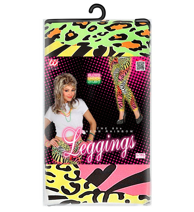 Bunte 80er Jahre Leggings mit auffälligem Tiermuster für Fasnacht