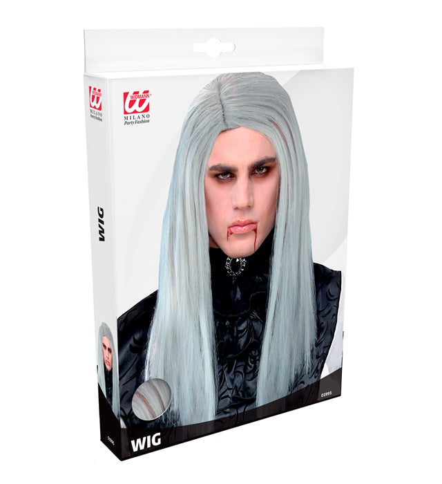 Schwarze Vampirperücke in Box für Fasnacht und Halloween