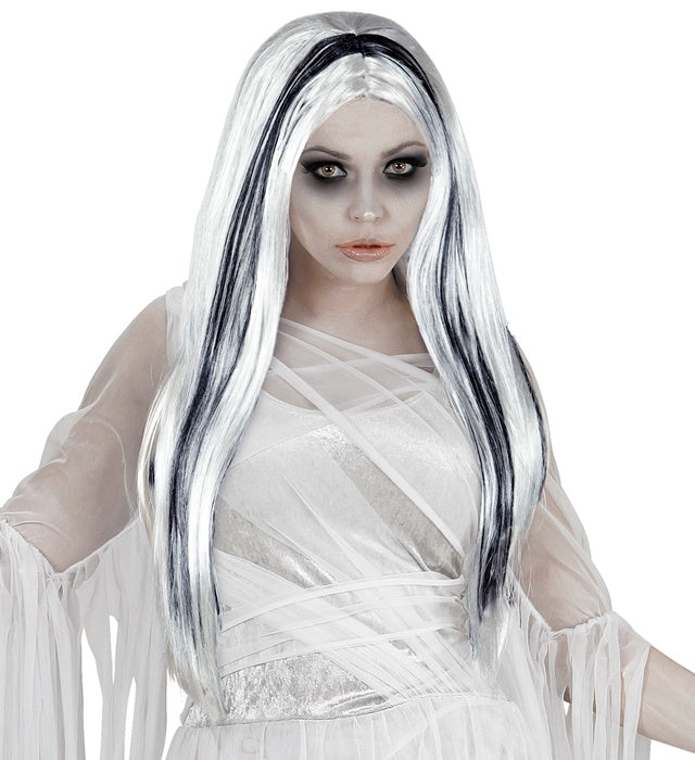 Ghostly Spirit Perücke in weiss, schwebender Geisterlook für Halloween und Fasnacht