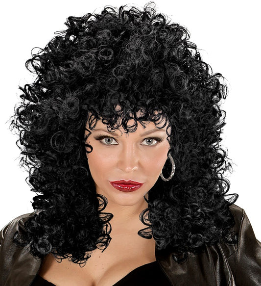 Schwarze voluminöse Perücke Eleonore für Fasnacht und Drag-Queen Kostüme