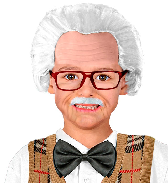 Opa-Perücke mit Glatze, Schnurrbart und Brille in Box
