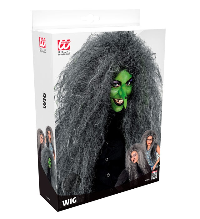 Riesenfrisur Perücke grau in Box für Fasnacht und Halloween