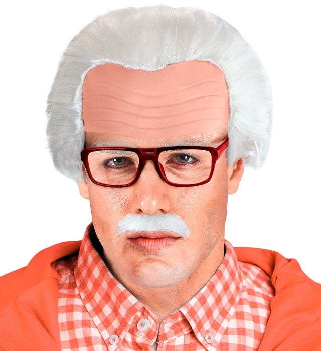 Opa Perücke mit Glatze, Schnurrbart und Brille in Box