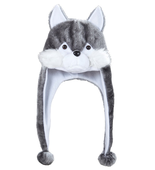 Realistische Wolfshut aus Kunstfell für Fasnacht und Mottoparty