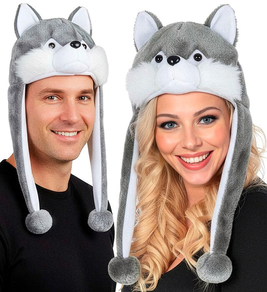 Realistische Wolfshut aus Kunstfell für Fasnacht und Mottoparty