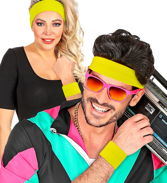 Paar neon gelbe Armbänder für Fasnacht und Mottoparty
