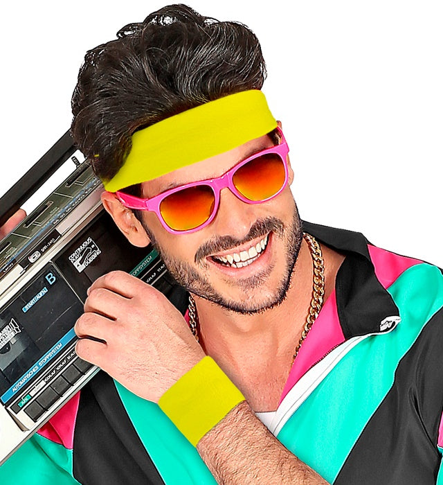 Paar neon gelbe Armbänder für Fasnacht und Mottoparty