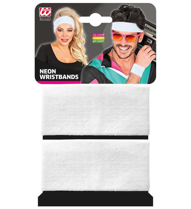 Zwei weisse Armbänder als Set für Fasnacht und Sport