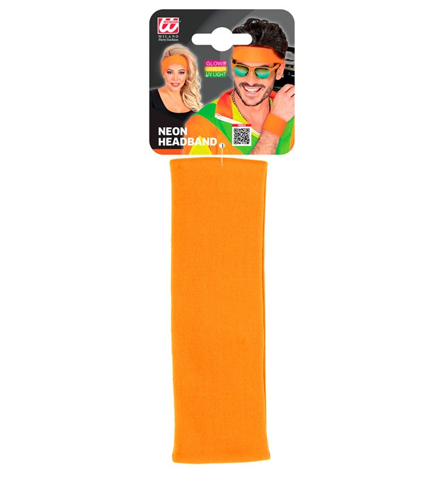 Neon orange Stirnband elastisch für Fasnacht und Mottoparty