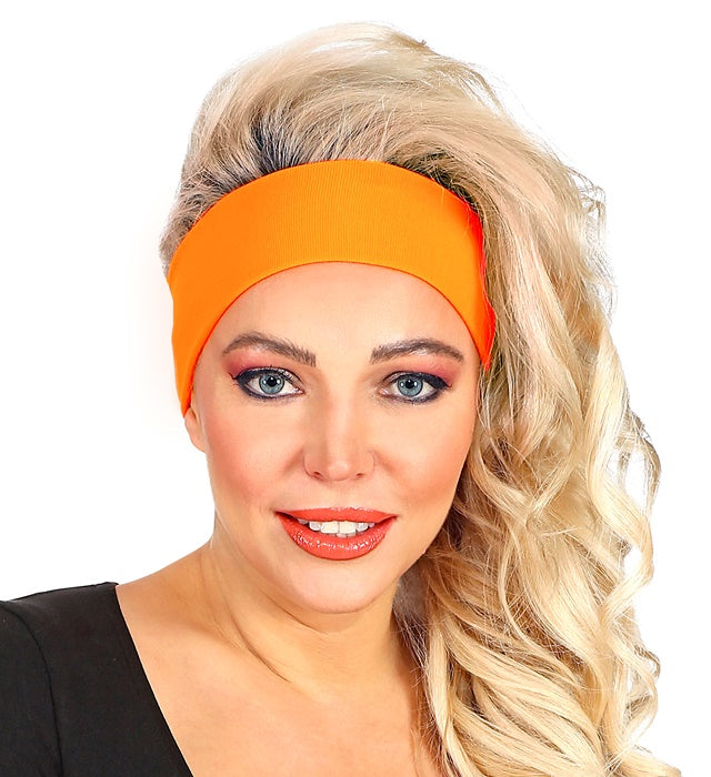 Neon orange Stirnband elastisch für Fasnacht und Mottoparty