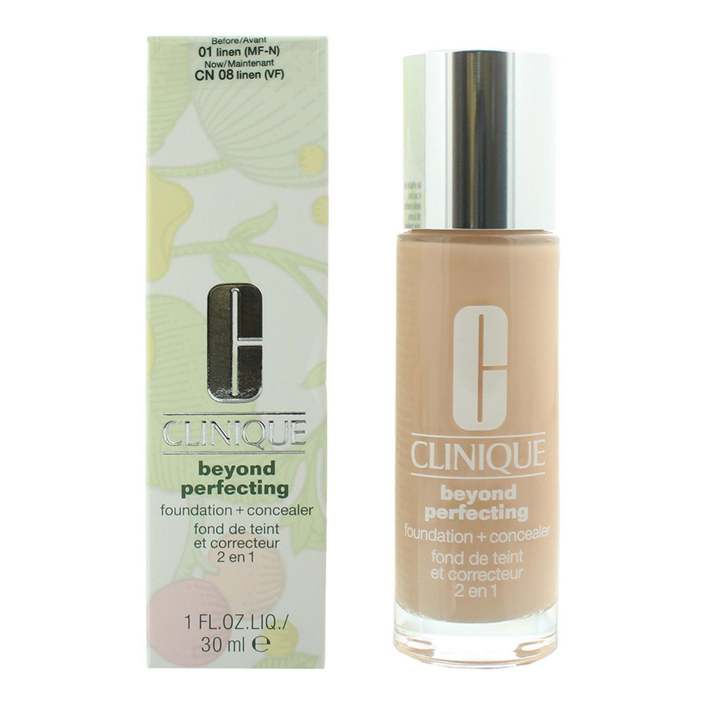 Clinique Clinique, Beyond Perfecting, Vollständige Abdeckung, Flüssige Grundierung & Concealer 2-in-1, 01, Leinen, 30 ml Regu