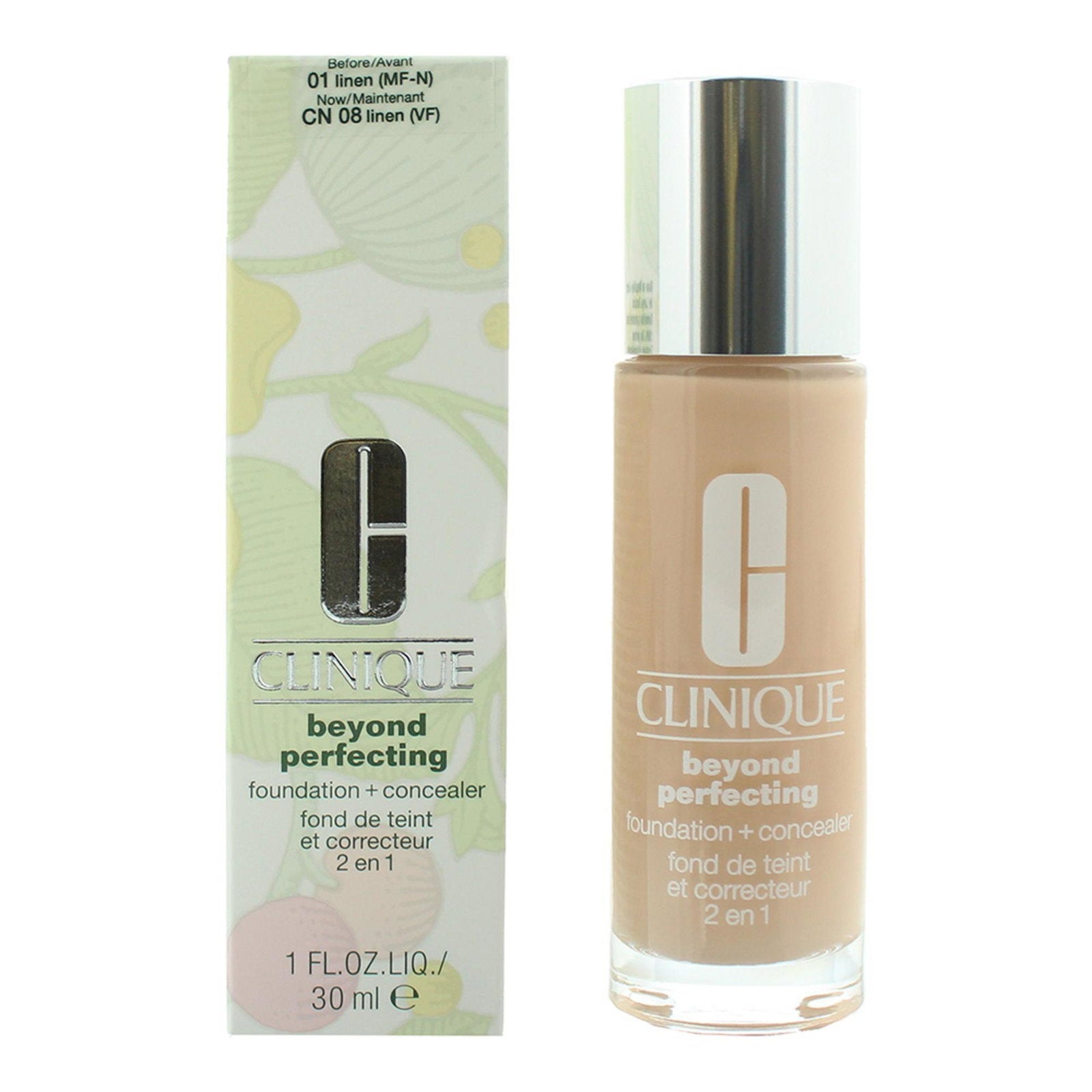 Clinique Clinique, Beyond Perfecting, Vollständige Abdeckung, Flüssige Grundierung & Concealer 2-in-1, 01, Leinen, 30 ml Regu