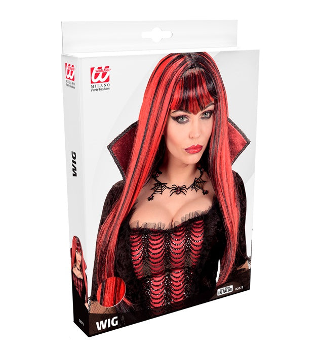 Vampirin Perücke lange schwarze Haare für Halloween und Fasnacht