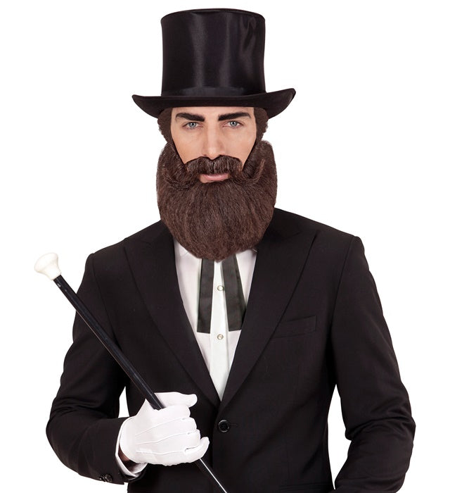 Brauner Bart und Schnurrbart als Kostümzubehör für Fasnacht